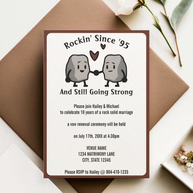 Funny Cute Rock Wedding Anniversary Vow Renewal Invitation