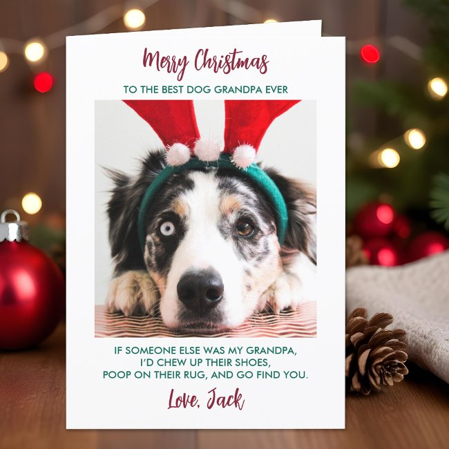 Funny Dog Christmas Granddog Custom Pet Photo Holiday Invitations