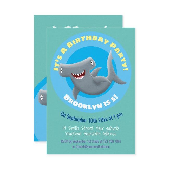 Funny Hammerhead Shark Personalized Birthday Invitation