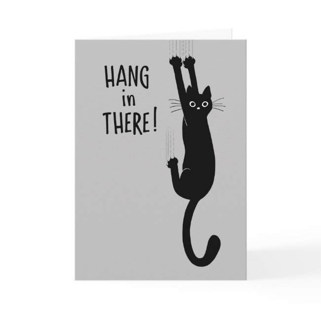 Funny Hang In There Black Cat Encouragement Invitations