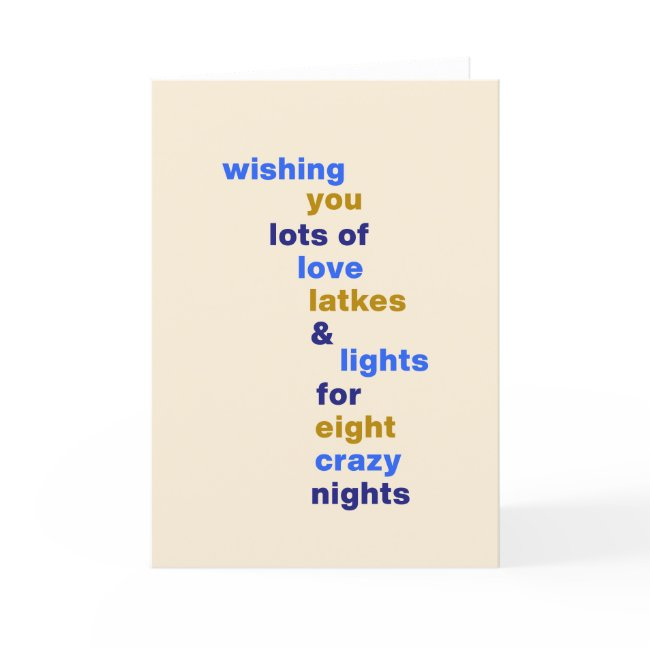 Funny Hanukkah Love Latkes Lights In Blue Holiday Invitations