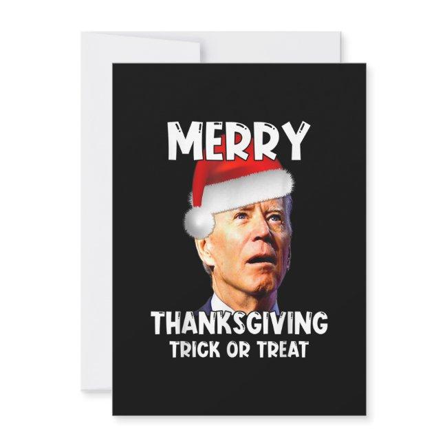 Funny Joe Biden Santa Hat Merry Thanksgiving Chris Invitation