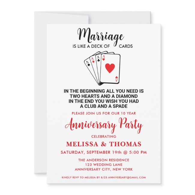 Funny Marriage Humor Anniversary Party Invitation