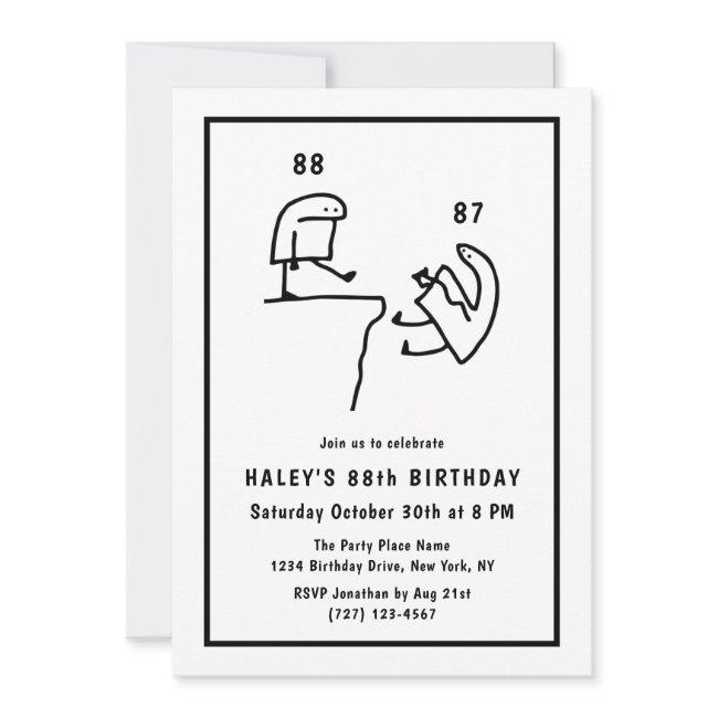 Funny Meme Humor Simple Black White 88th Birthday Invitation