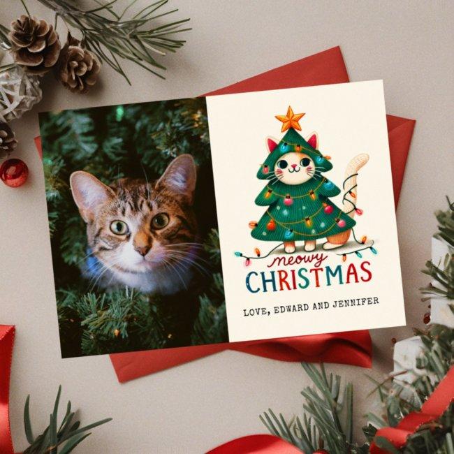 Funny Merry Meowy Christmas Photo Invitations