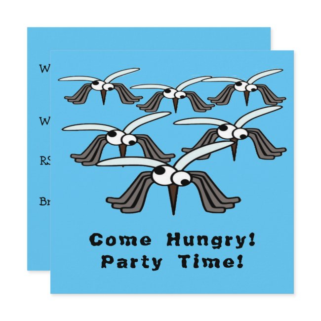 Funny Mosquitoes Come Hungry Summer Bbq Party Time Invitation