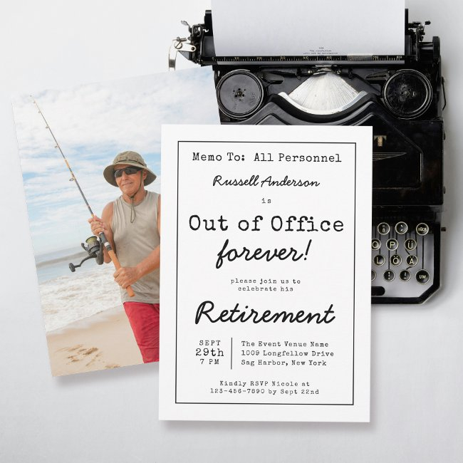 Funny Out Of Office Forever Retirement Party Memo Invitation
