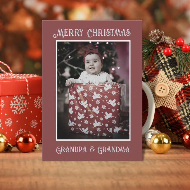 Funny Photo | Merry Christmas Grandpa Grandma Holiday Invitations