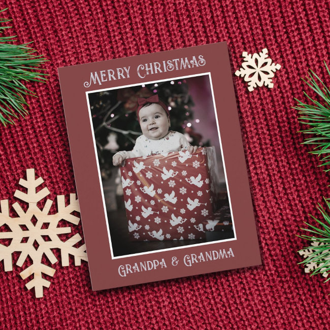 Funny Photo | Merry Christmas Grandpa Grandma Postinvitations