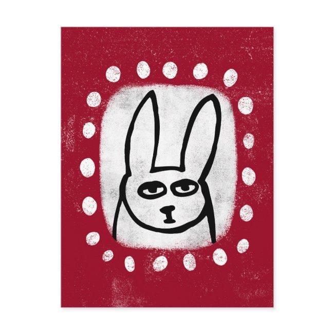 Funny Rabbit On Red Postinvitations
