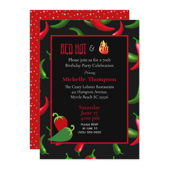 Funny Red Green Hot Peppers Birthday Invitation