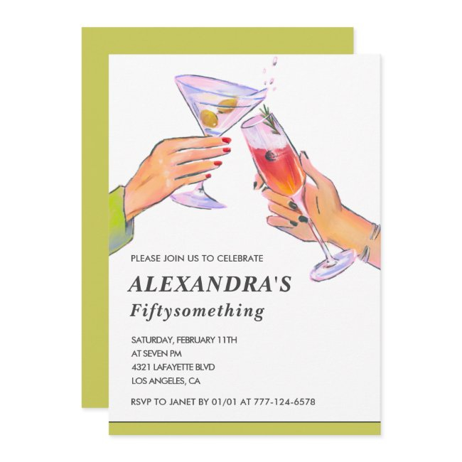 Funny Retro Cocktail 51st Birthday Party Invitation