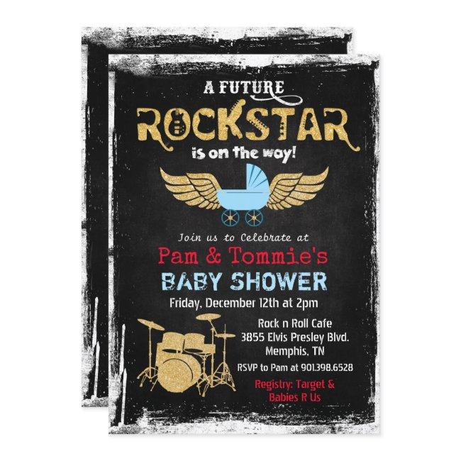 Future Rockstar Drum Set Baby Shower Invitation