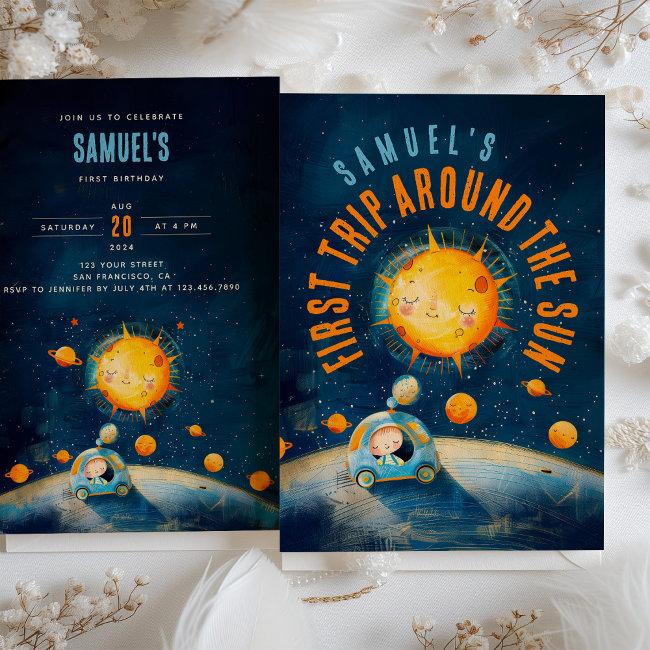 Galactic First Birthday: Solar Orbit Celebration Invitation