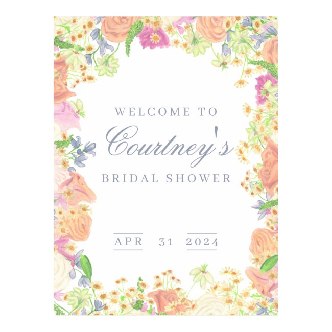 Garden Party Floral Bridal Shower Welcome Poster