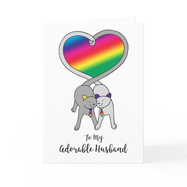 Gay Husband Anniversary Rainbow Cats Invitations