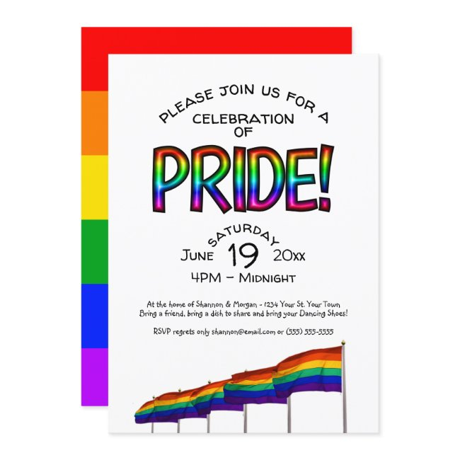 Gay Pride Party Pridefest Celebration Rainbow Flag Invitation