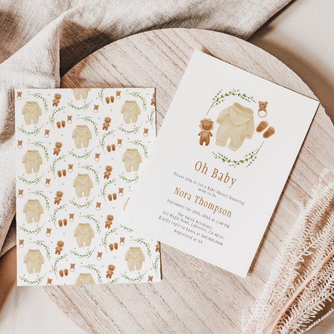 Gender Neutral Boho Pattern Baby Shower Invitation