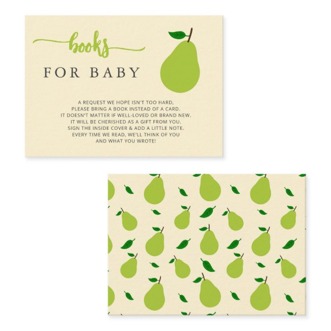 Gender Neutral Pear Baby Shower Book Request Enclosure Invitations