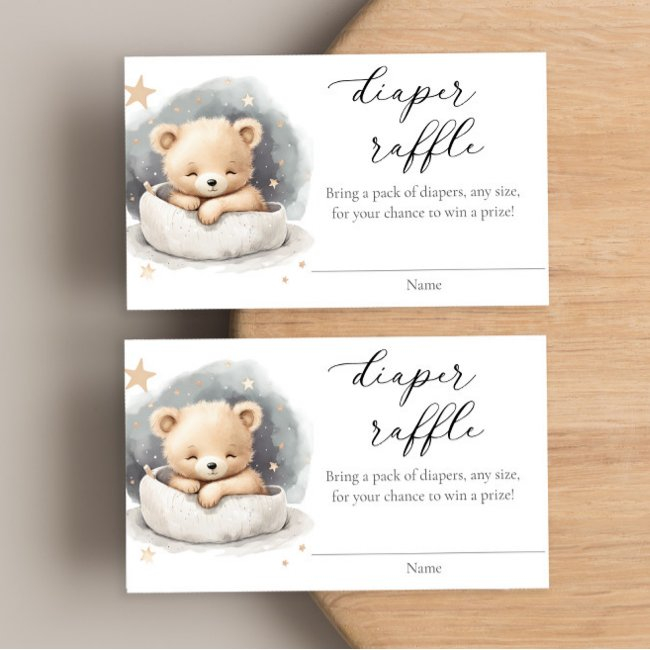 Gender Neutral Teddy Bear Diaper Raffle Invitations