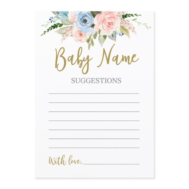 Gender Reveal Baby Name Suggestions Invitation