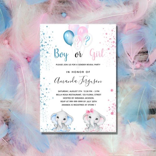 Gender Reveal Baby Shower Blue Pink Boy Girl Invitation