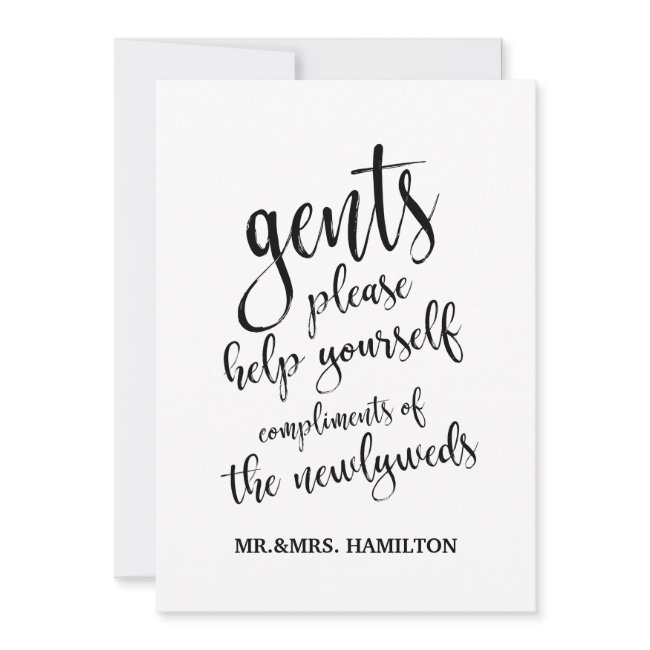 Gents Bathroom Basket Affordable Wedding Sign