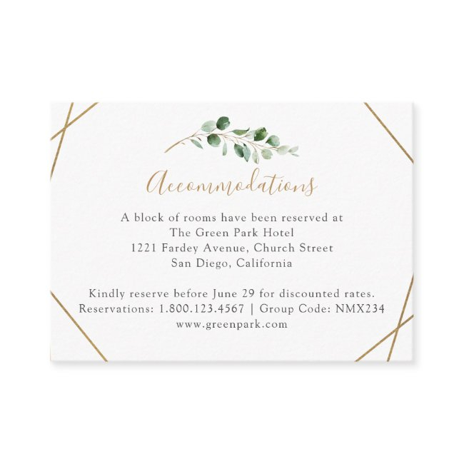 Geometric Eucalyptus Greenery Accommodation Enclosure Invitations