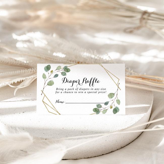 Geometric Greenery Eucalyptus Diaper Raffle Ticket Enclosure Invitations