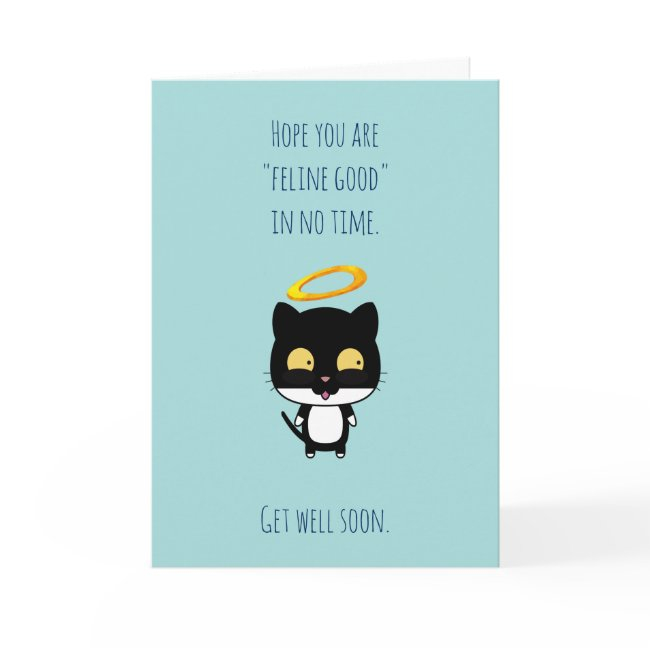 Get Well Soon Hope You Are Feline Good Angel Cat Invitations