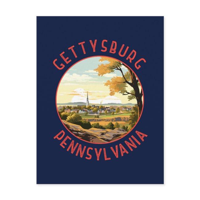 Gettysburg Pennsylvania Retro Distressed Circle Postinvitations