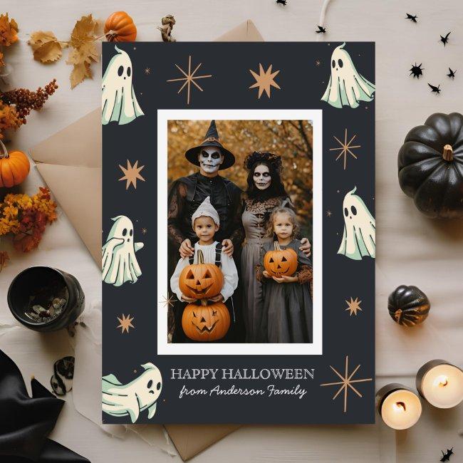 Ghost Halloween Spooktacular Family Photo Holiday Invitations
