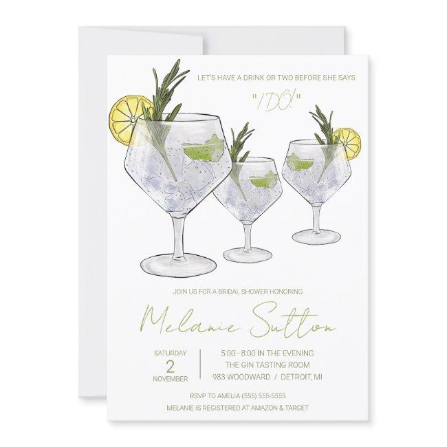 Gin & Tonic, Cocktail, Drinks, Bridal Shower Invitation
