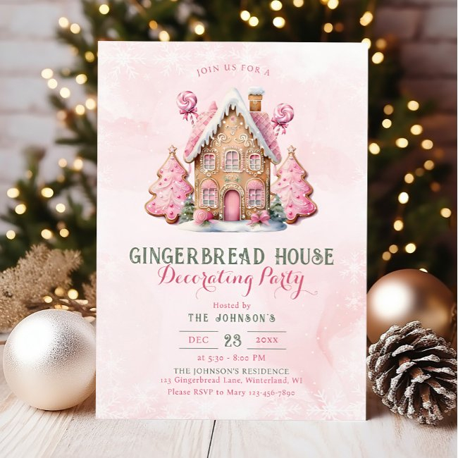 Gingerbread Decorating Christmas Party Invitation