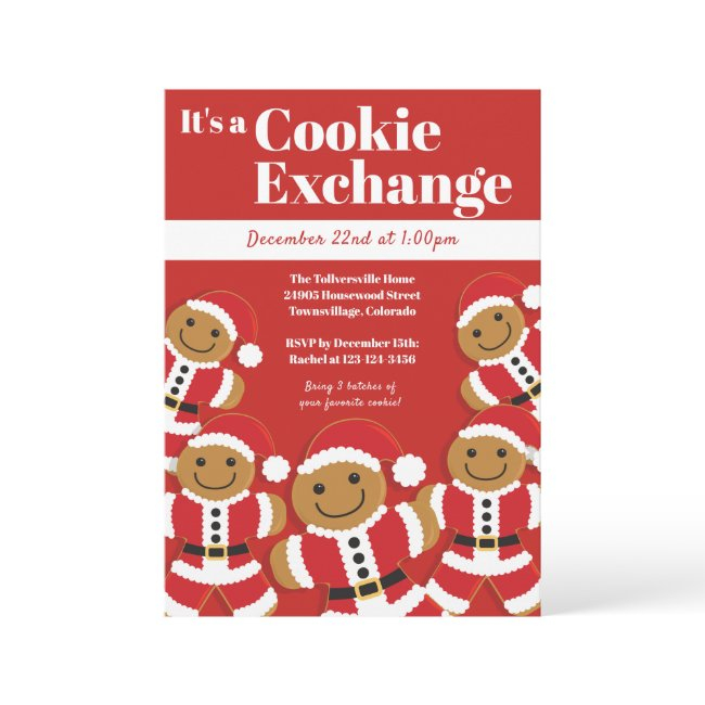 Gingerbread Santa Cookie Exchange Christmas Party Invitation