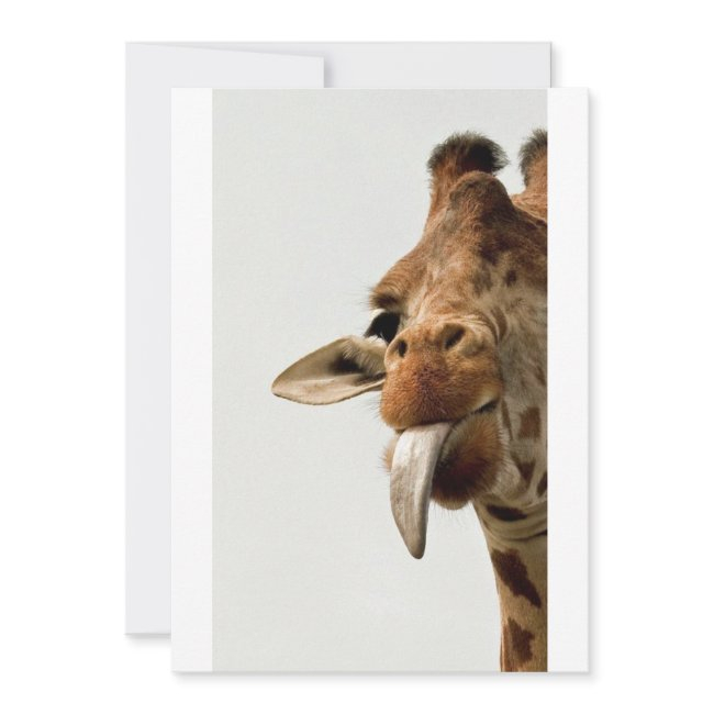 Giraffe Sticks Out Tongue Invitation