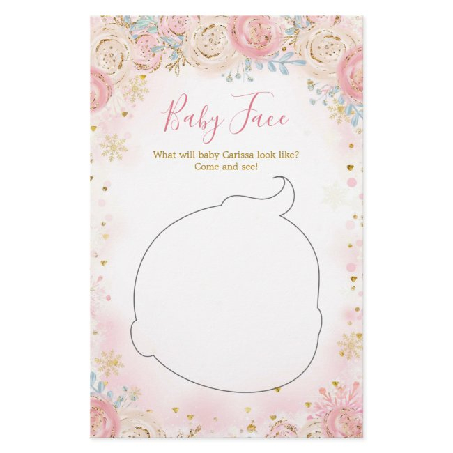 Girl Penguin Winter Snowflake Baby Face Invitations