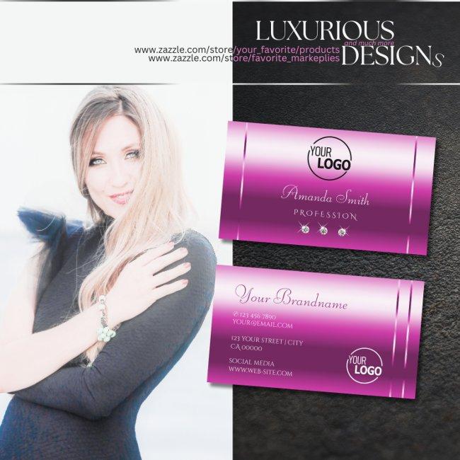 Girly Pink Lilac Shimmer Sparkle Diamonds Add Logo Business Invitations