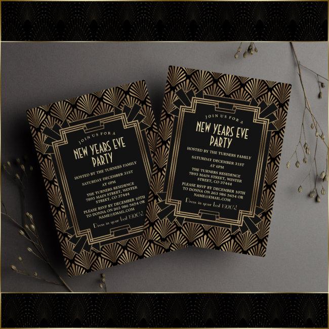 Glam Roaring 1920's Great Gatsby New Year's Eve Invitation