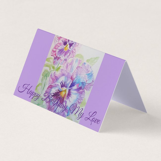 Glorious Purple Pansy Painting Love Birthday Invitations