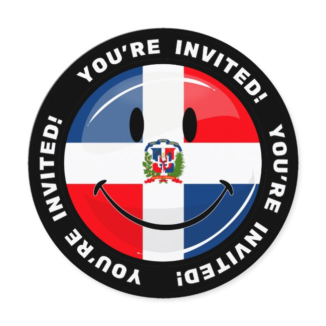 Glossy Round Dominican Republic Flag Invitation