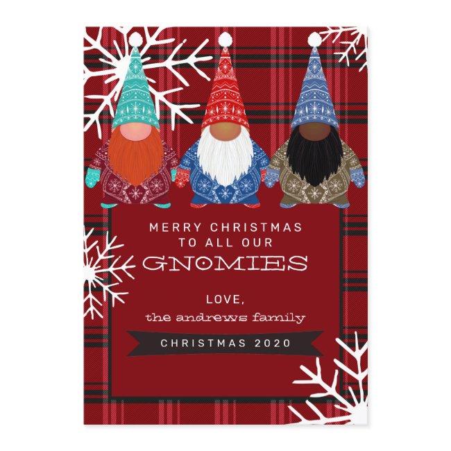 Gnomes Plaid Snowflake Illustration Christmas Invitation