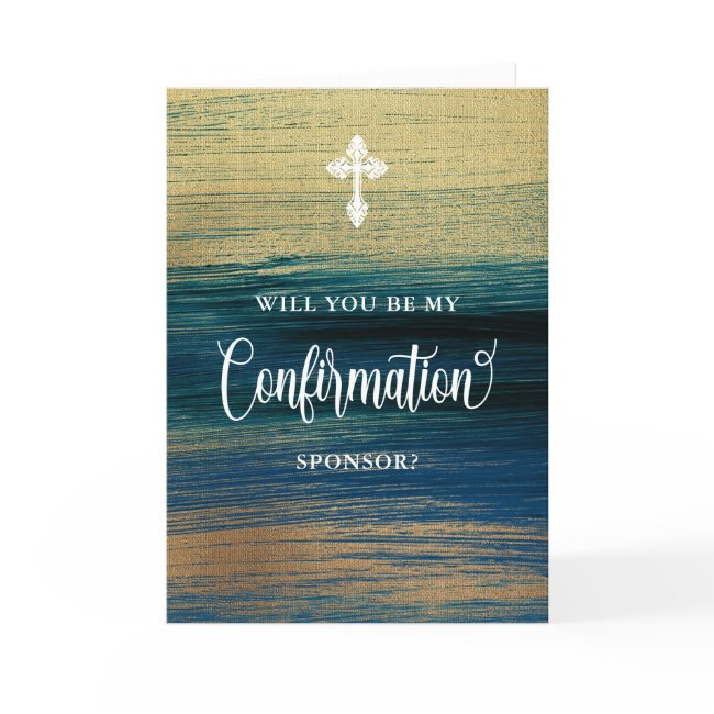 Gold And Blue Confirmation Sponsor Request Invitations