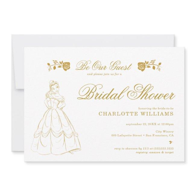 Gold Beauty And The Beast Bridal Shower Invitation