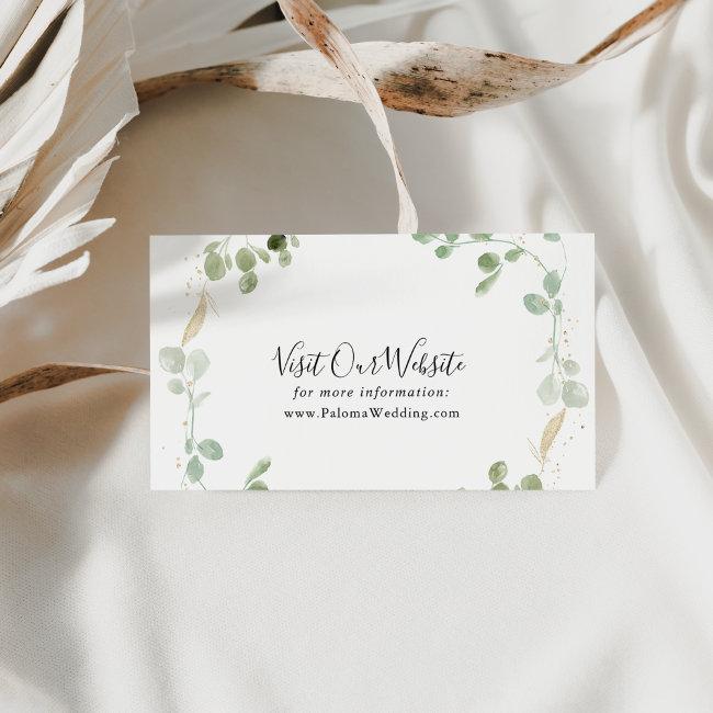 Gold Confetti Eucalyptus Foliage Wedding Website Enclosure Invitations