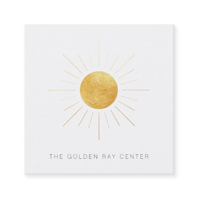 ~ Gold Foil Sun And Golden Rays Spiritual Center Square Business Invitations