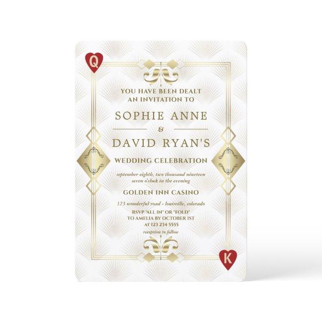 Gold Gatsby Casino Royale Vegas Poker Wedding Invitation