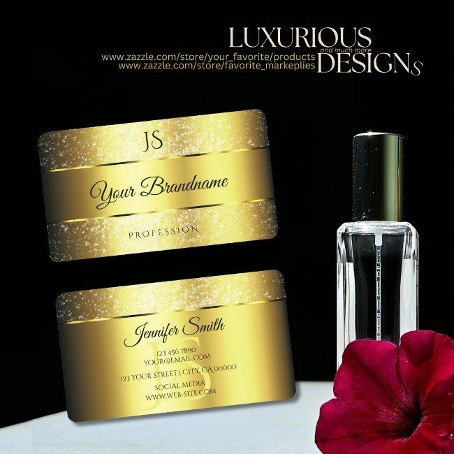 Gold Glamour Sparkle Glitter Stars And Initials Business Invitations