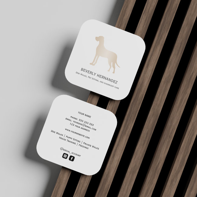 Gold Great Dane Dog Walker Trainer Puppy Sitting  Square Business Invitations