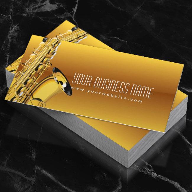 Gold Jazz Saxophone Music Business Invitations